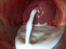 Camera Inside Deep Pussy Captures Huge Except of Sperm ASMR asian old daddy elated sex videos