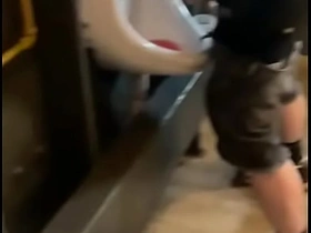Amateur guy caught with regard to public urinal (he can't pee so he prefers to jerk off) asian gay sex videos group