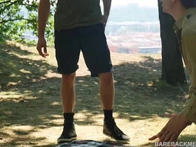 Camp Site Outdoor Bareback Threesome Spit Roast asian gay latest sex videos